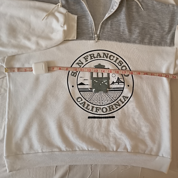 Vintage San Francisco California Quarter-Zip pullover Sweatshirt, Size XL, White - Picture 5 of 8